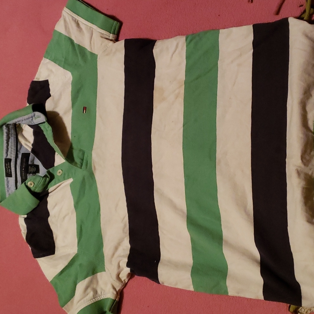 Tommy Hilfiger Size XS Boys Blue/Green/White Polo Shirt